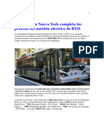 La Ciudad de Nueva York Completa Las Pruebas Del Autobús Eléctrico de BYD