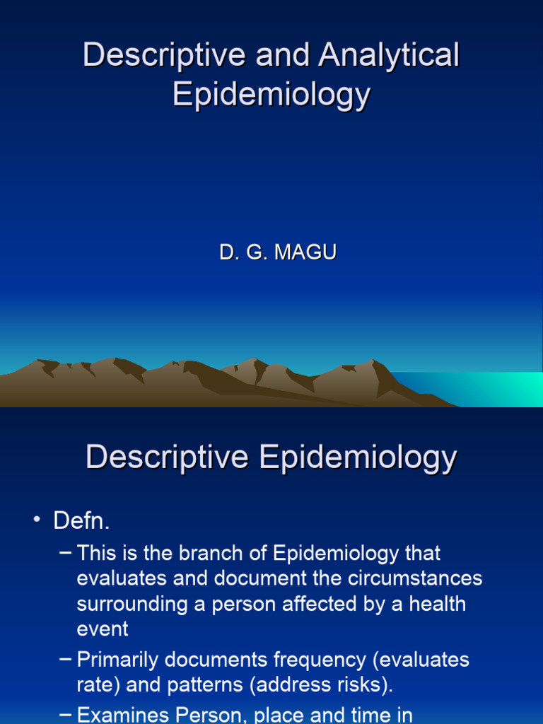 Descriptive vs Analytical Epidemiology | PDF | Epidemiology | Cohort Study