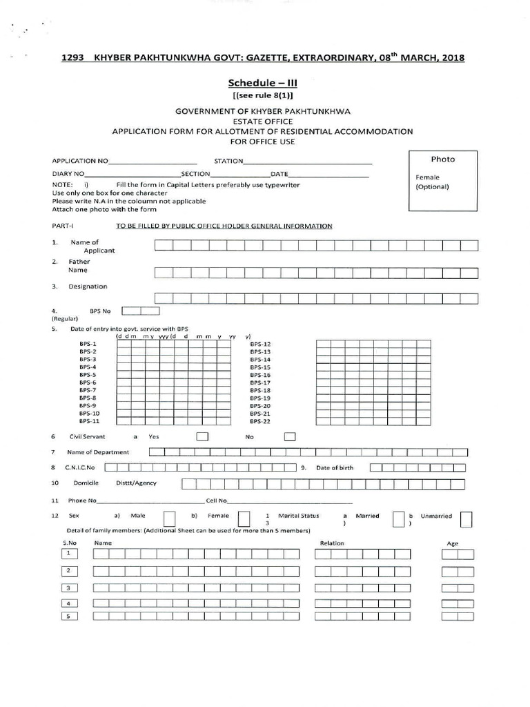 Residential Accommodation Allotment Form | PDF | Government | Justice