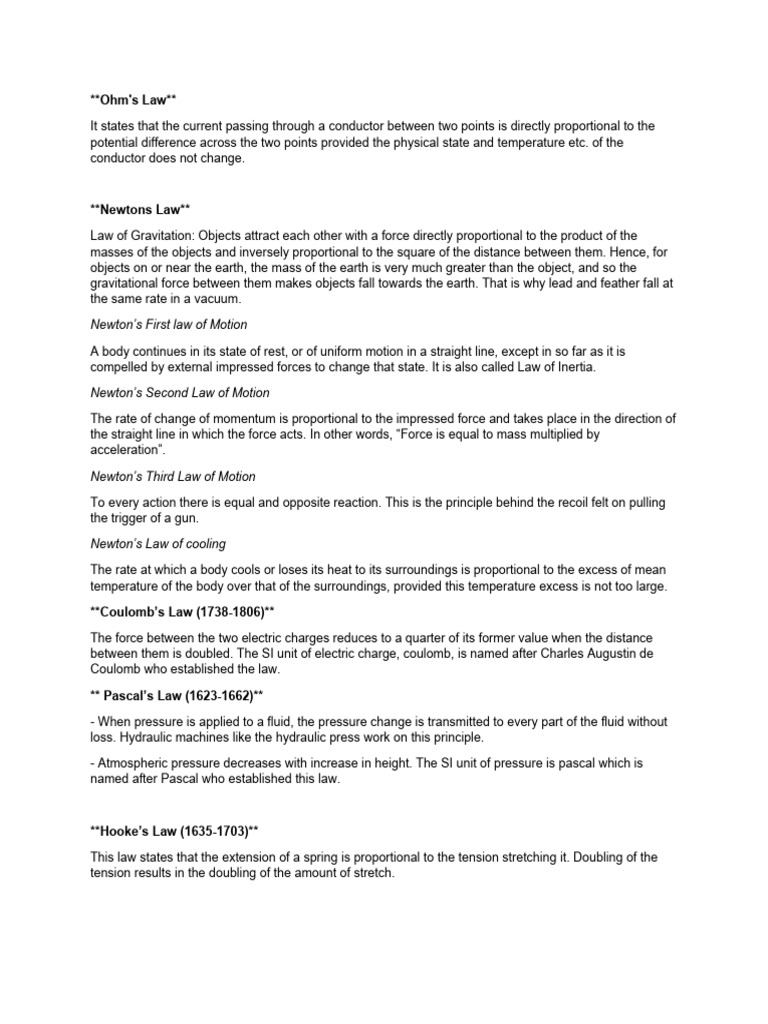 Physics Laws PDF Force Newton's Laws Of Motion