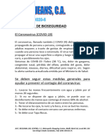 Protocolo de Bioseguridad de La Empresa Brest Jeans, C.A.