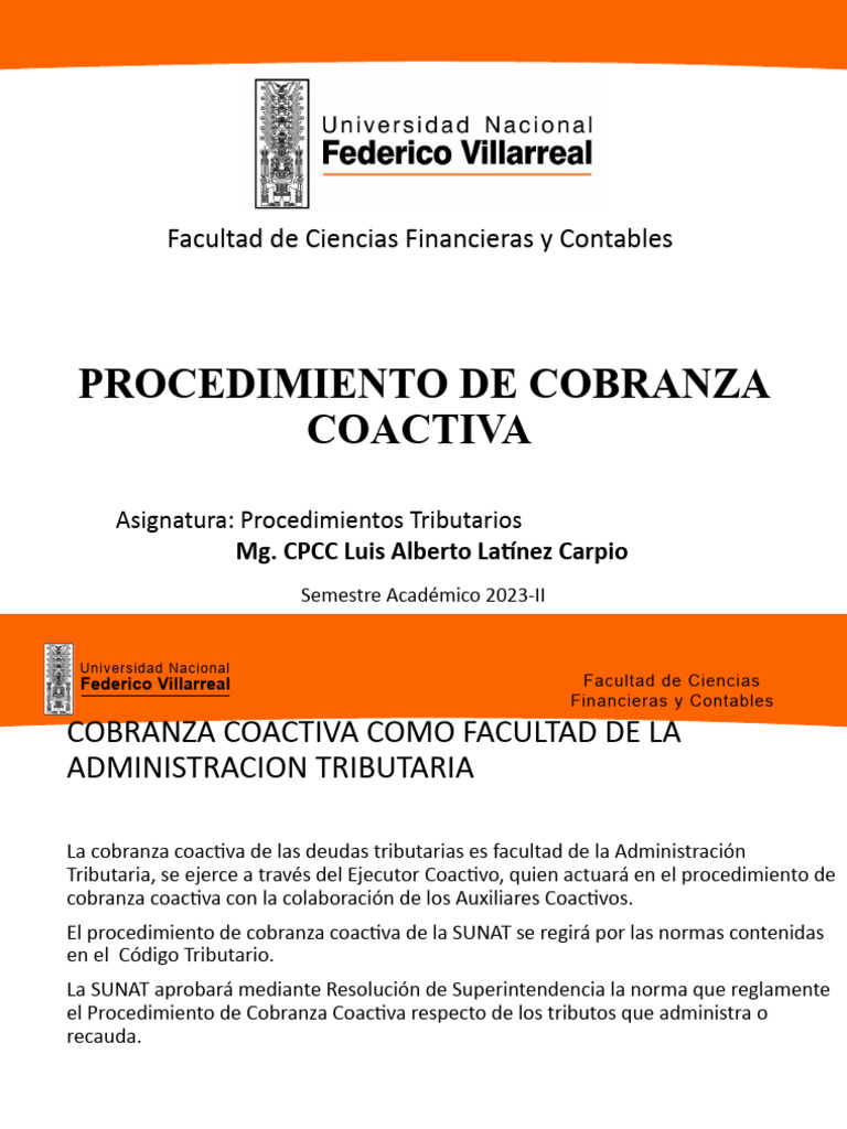 Procedimiento de Cobranza Coactiva Tributaria | PDF | Contabilidad ...