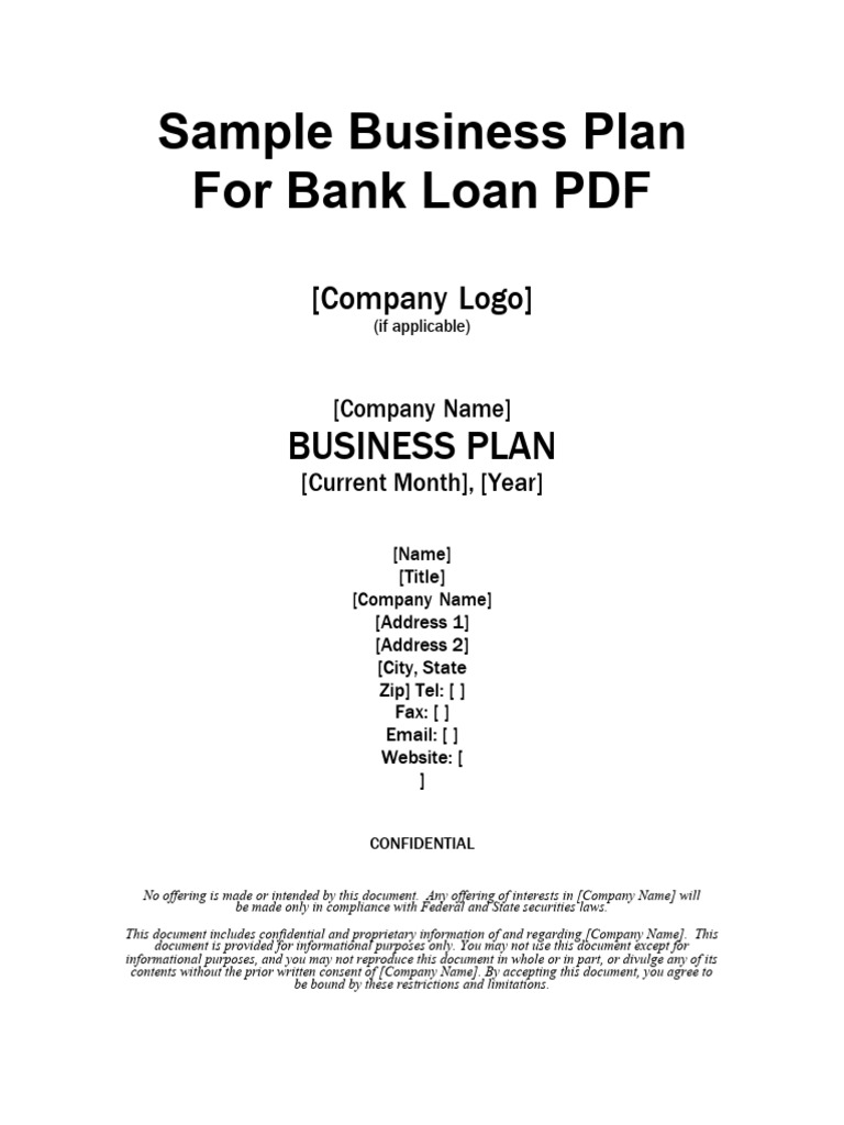 Sample Business Plan For Bank Loan PDF594 PDF Business Plan Expense