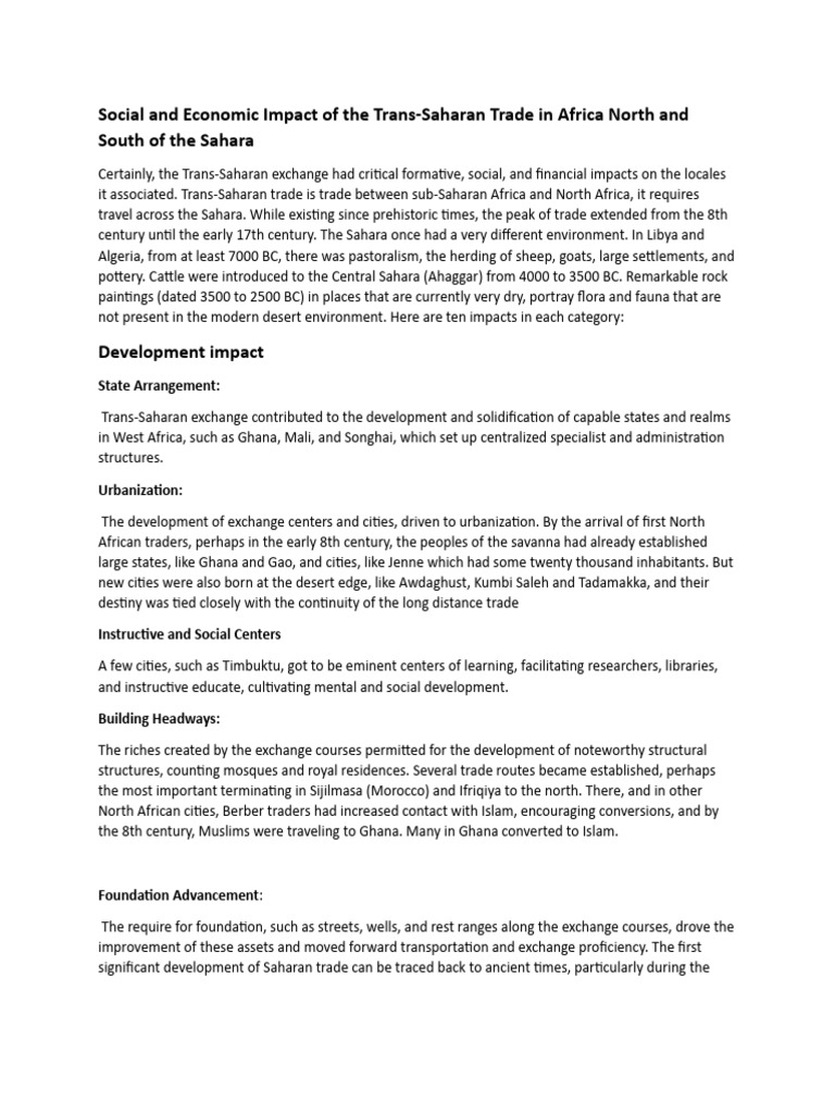 Social and Economic Impact of The Trans | PDF | Africa