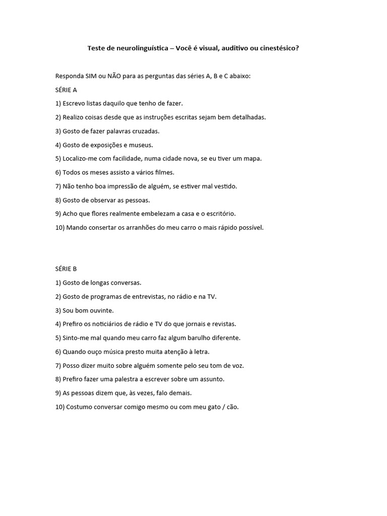 Teste de neurolinguística – Você é visual, auditivo ou cinestésico ...