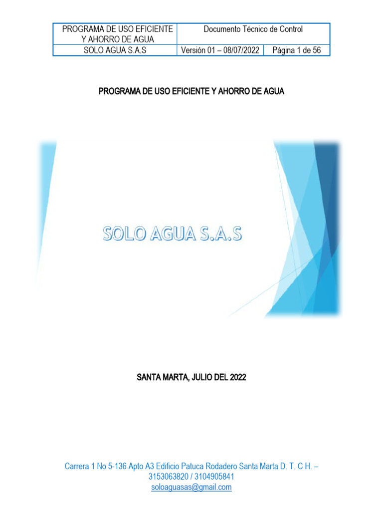 Programa de Ahorro y Uso Eficiente del Agua | PDF | Agua | Recursos ...