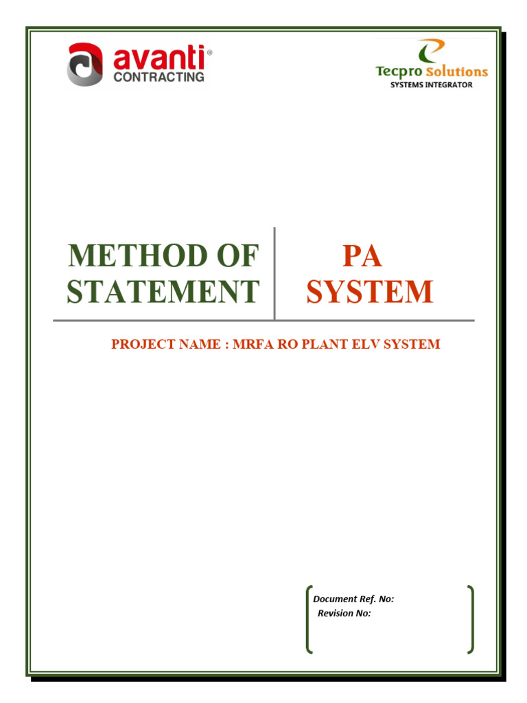 PA System Installation Method Statement | PDF | Safety | Loudspeaker