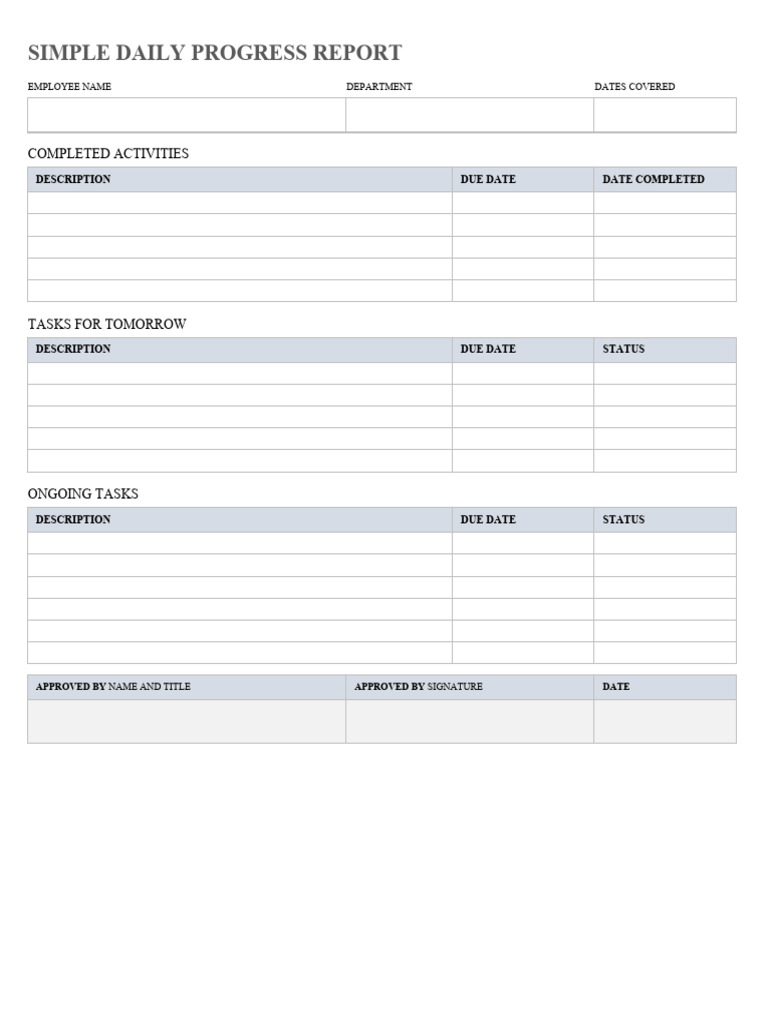 Daily Employee Progress Report Template | PDF | Business | Computers