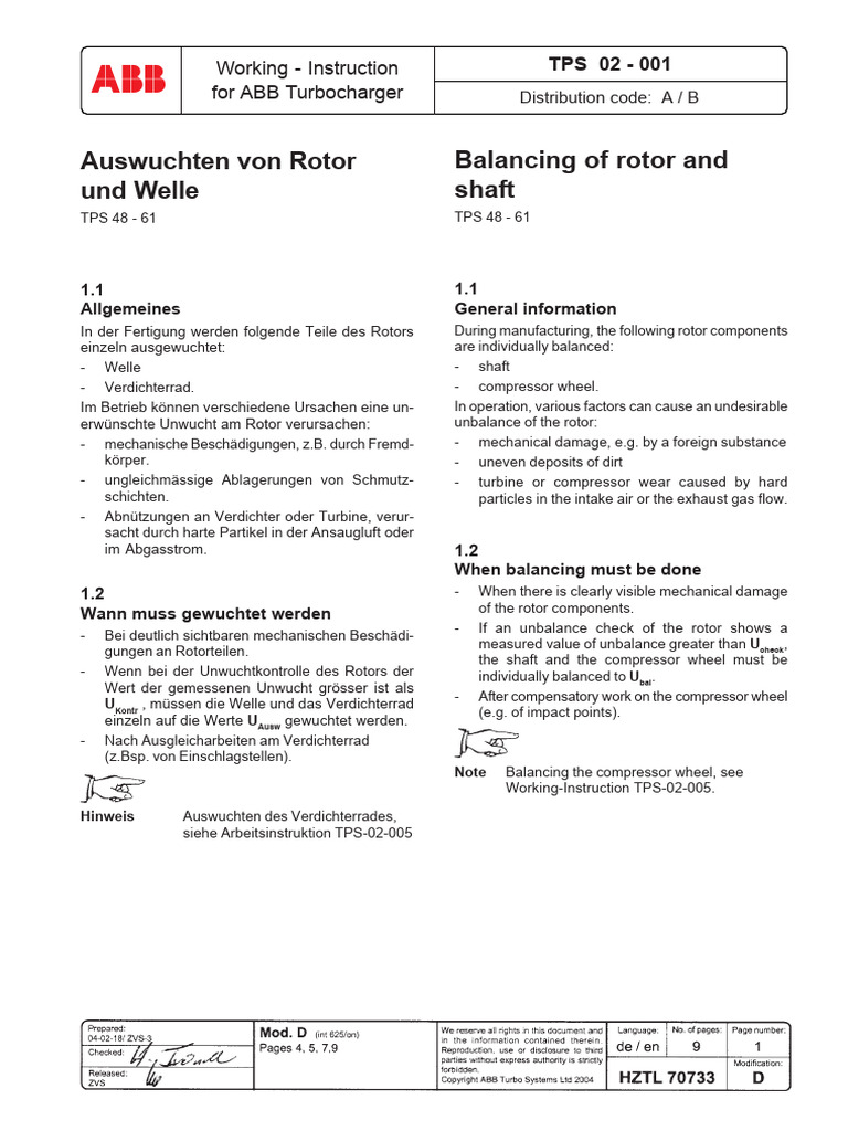 Balancing The Rotor TPS | PDF
