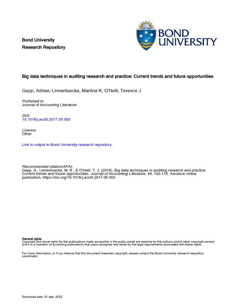 JAL Big Data Auditing Submitted Version Free To Share PDF Financial