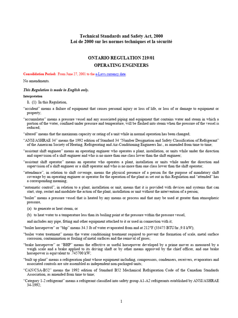 Ontario Operating Engineers Regulation | PDF | Boiler | Steam