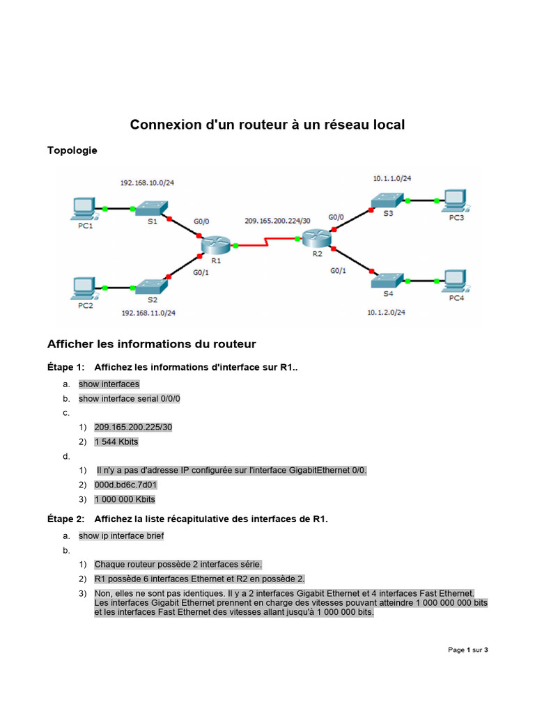 Configuration et vérification des routeurs | PDF | Adresse IP | Routeur