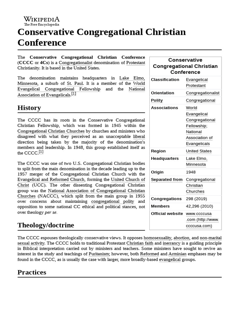 Overview of Conservative Congregational Churches | PDF | Religious ...