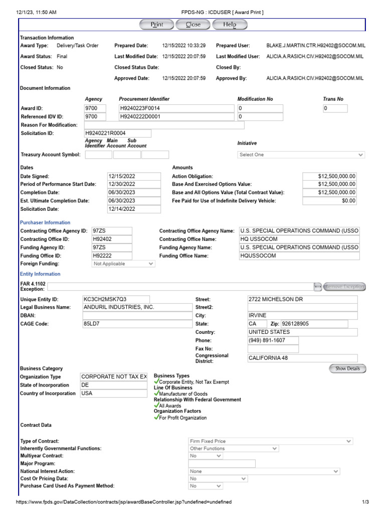 Fpds ng anduril socom pdf taxes cost
