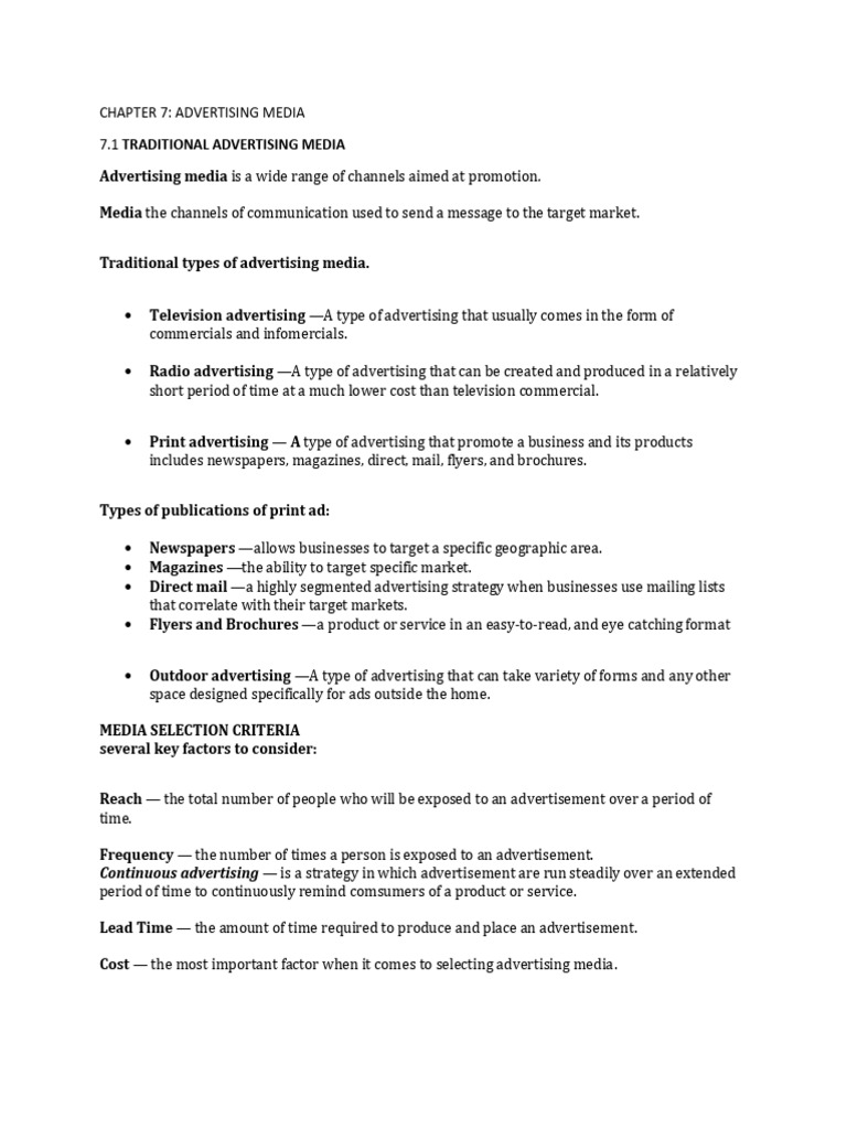Overview of Advertising Media Types | PDF | Advertising | Online ...