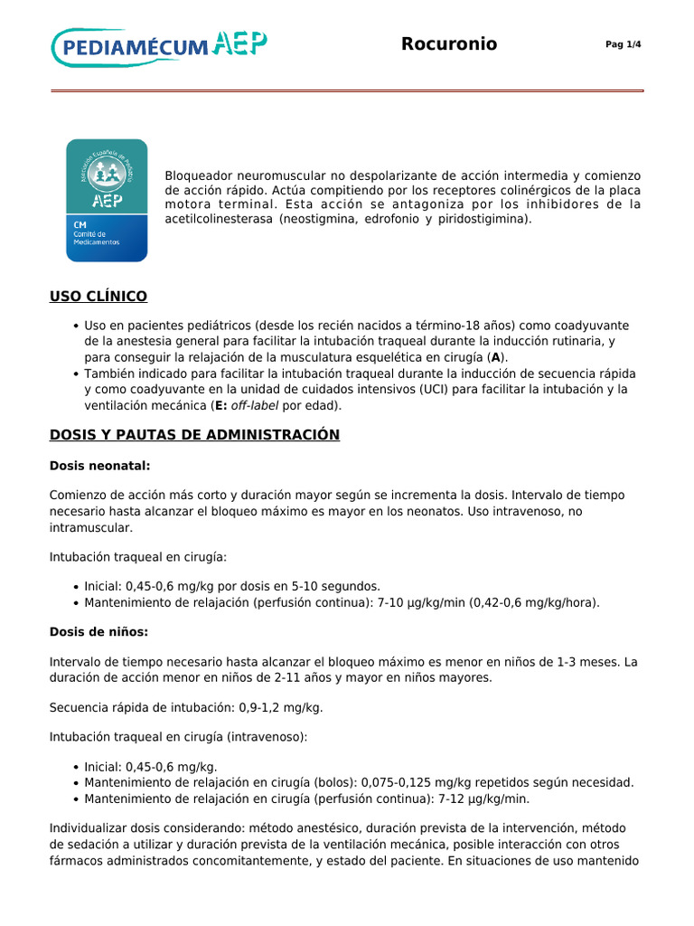 Rocuronio | PDF | Medicina | Farmacología