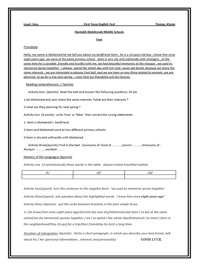 3ms Test | PDF | Linguistic Typology | Human Communication