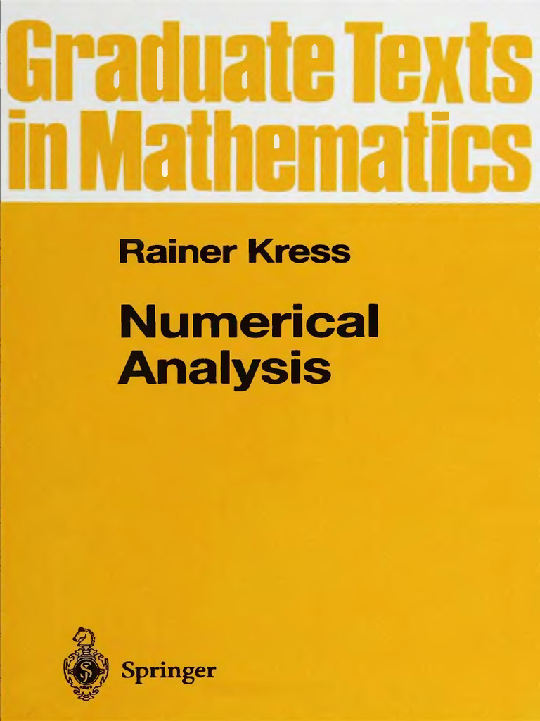 Numerical Analysis Rainer Kress PDF