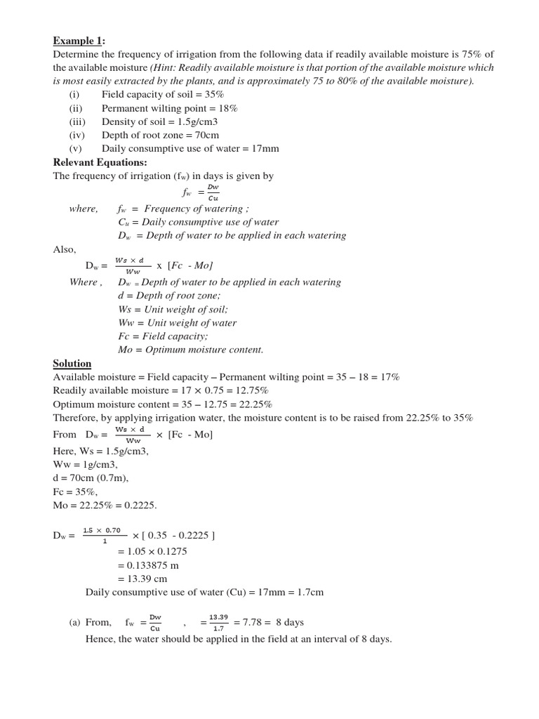 Examples in 514 | PDF | Water | Irrigation
