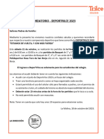 COMUNICADO DEPORTRILCE Sabado 21