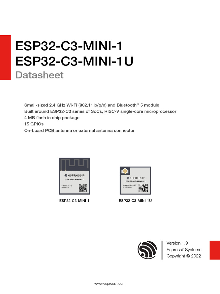 Esp32 c3 Mini 1 - Datasheet - en | PDF | Microcontroller | Wi Fi