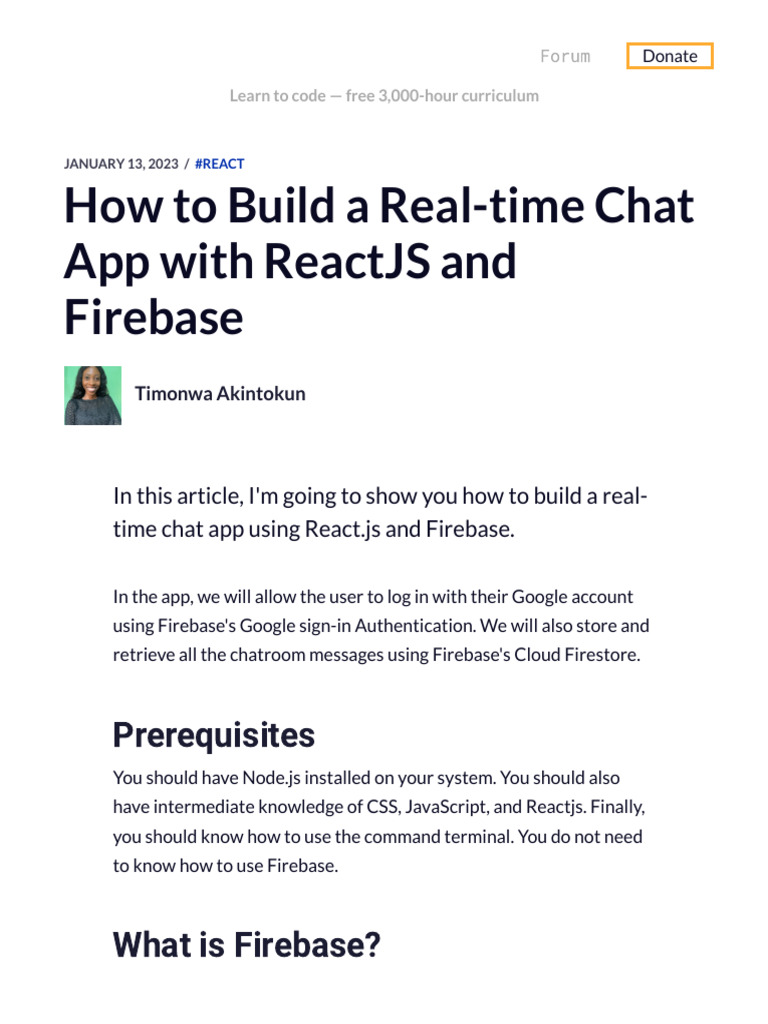 How To Build A Real-Time Chat App With ReactJS and Firebase | PDF ...