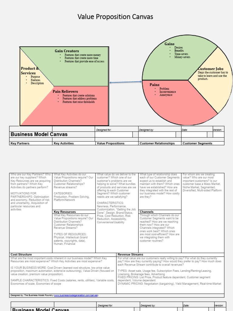 Value Proposition and Business Model Canvases PDF Pricing