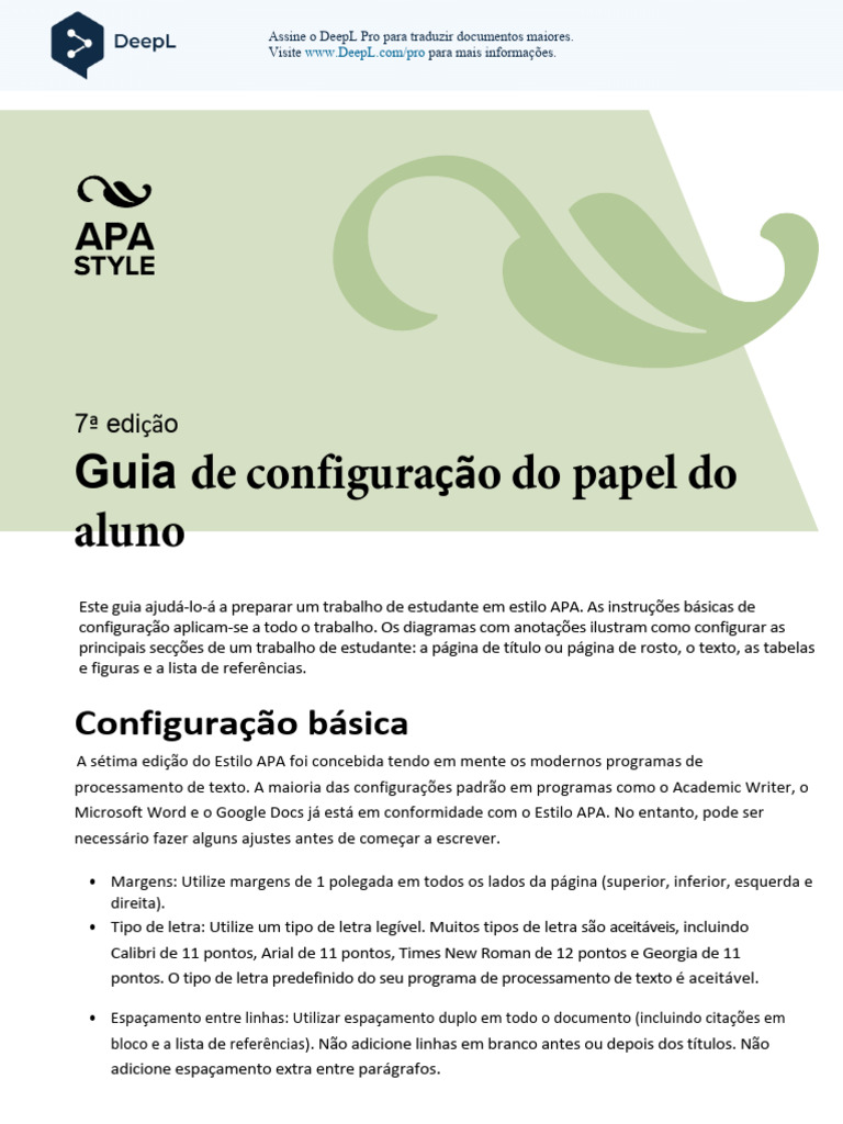 Student-Paper-Setup-Guide APA PT | PDF | Caixa alta e caixa baixa | Escrita