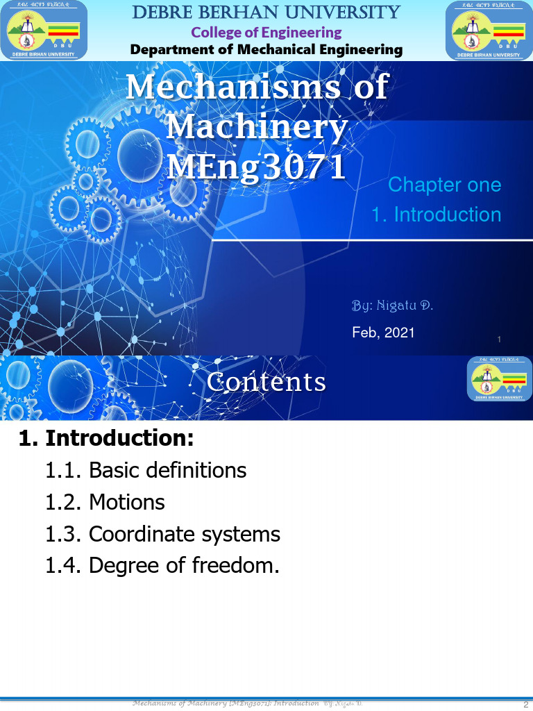 Chapter 01 - Introduction To Mechanisms of Machinery | PDF | Machines ...