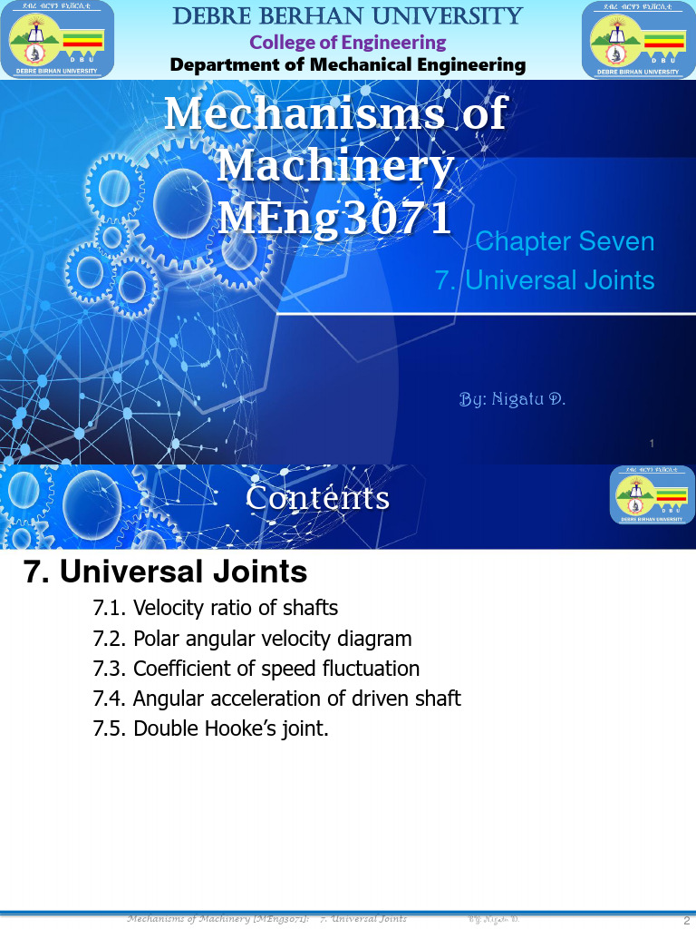 Chapter 07 Universal Joints PDF Velocity Machines