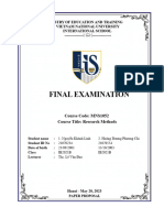 Final Examination: Ministry of Education and Training Vietnam National University International School