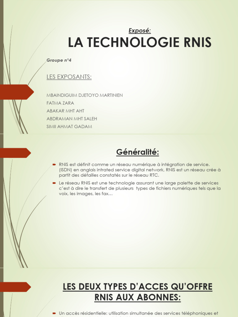 Introduction au Réseau RNIS et ses Protocoles | PDF | Technologies de l ...