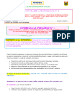 Rúbrica para La Evaluación de Proceso de La Experiencia de Aprendizaje N°4 de Quinto de Secundaria