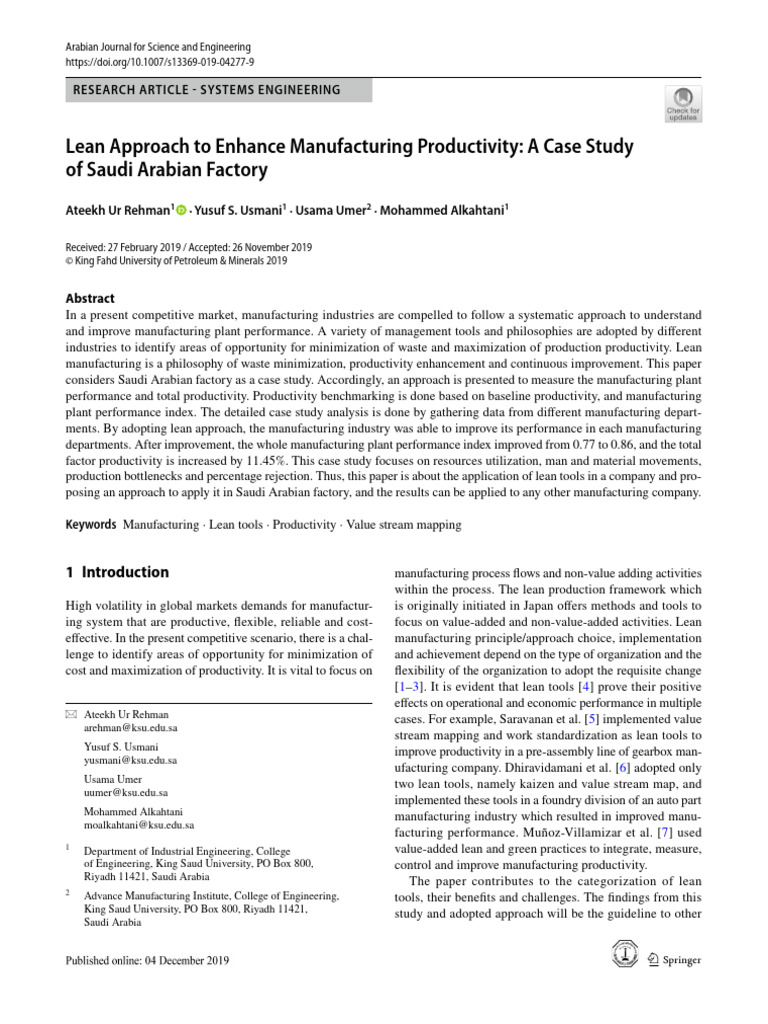 2019 Lean To Manufacturing Productivity TABLA DE TOOLS PDF Lean