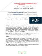 La Pratique de La Responsabilité Sociale Des Entreprises (Rse) en Algérie - Cas de Lafarge de M'sila