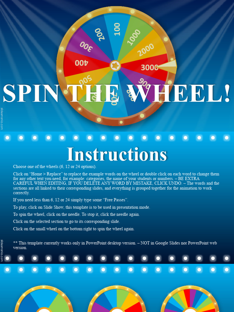 Spin The Wheel Slidesmania Pdf Microsoft Power Point