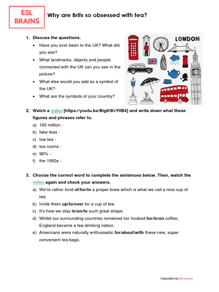 ESL Brains Why Are Brits So Obsessed With Tea SV 2711 ZAJĘCIA 5