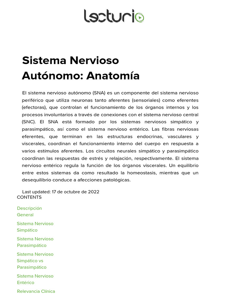 8 Sistema Nervioso Autónomo Pdf Sistema Nervioso Nervio Vago