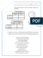 Ficha - Determinantes Artigos Definidos e Indefinidos