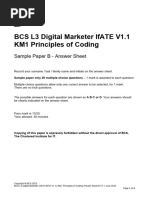 BCS L3 Digital Marketer IfATE V1.1 KM1 Principles of Coding Sample Paper Answer Sheet B V1.1