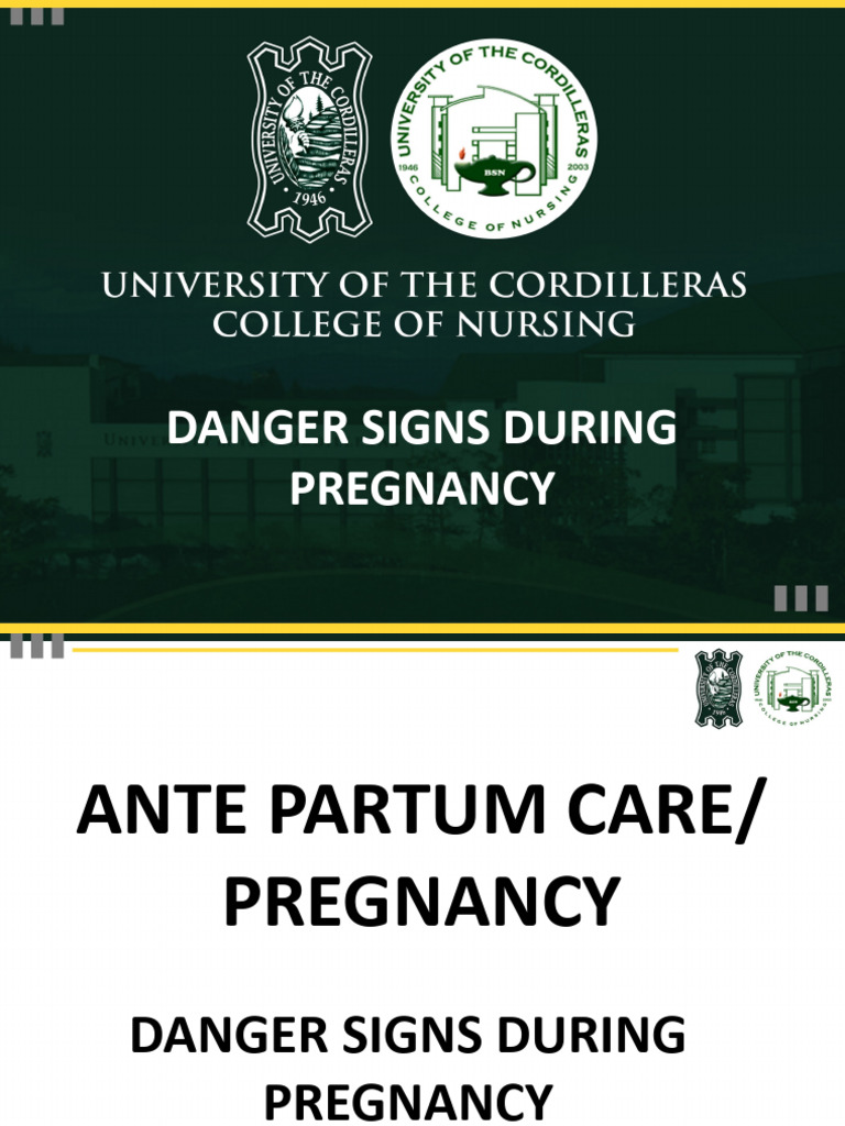 Danger Signs During Pregnancy 4 1 PDF Childbirth Pregnancy