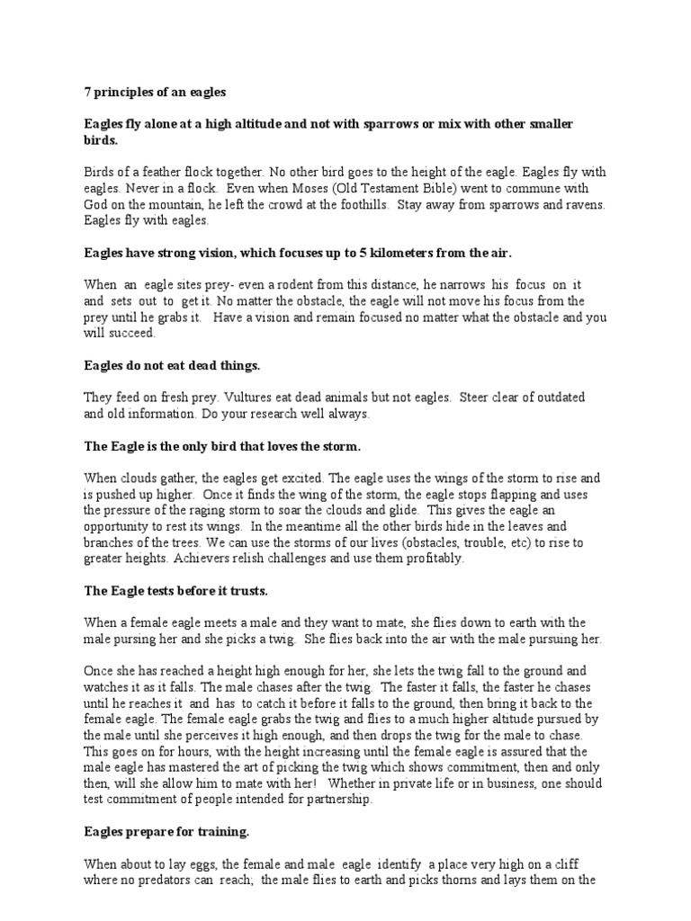 7 Principles of an Eagle's Wisdom | PDF | Eagle | Birds