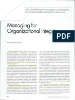 Managing For Organizational Integrity