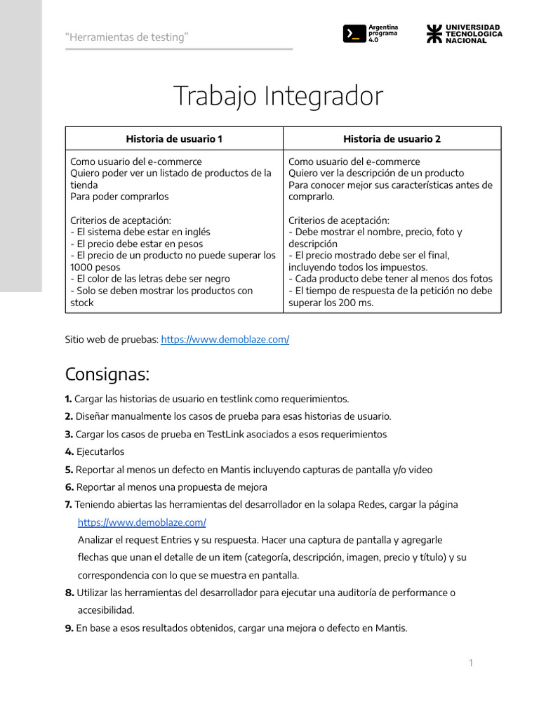Etapa 2 - Herramientas de Testing - TRABAJO INTEGRADOR | PDF
