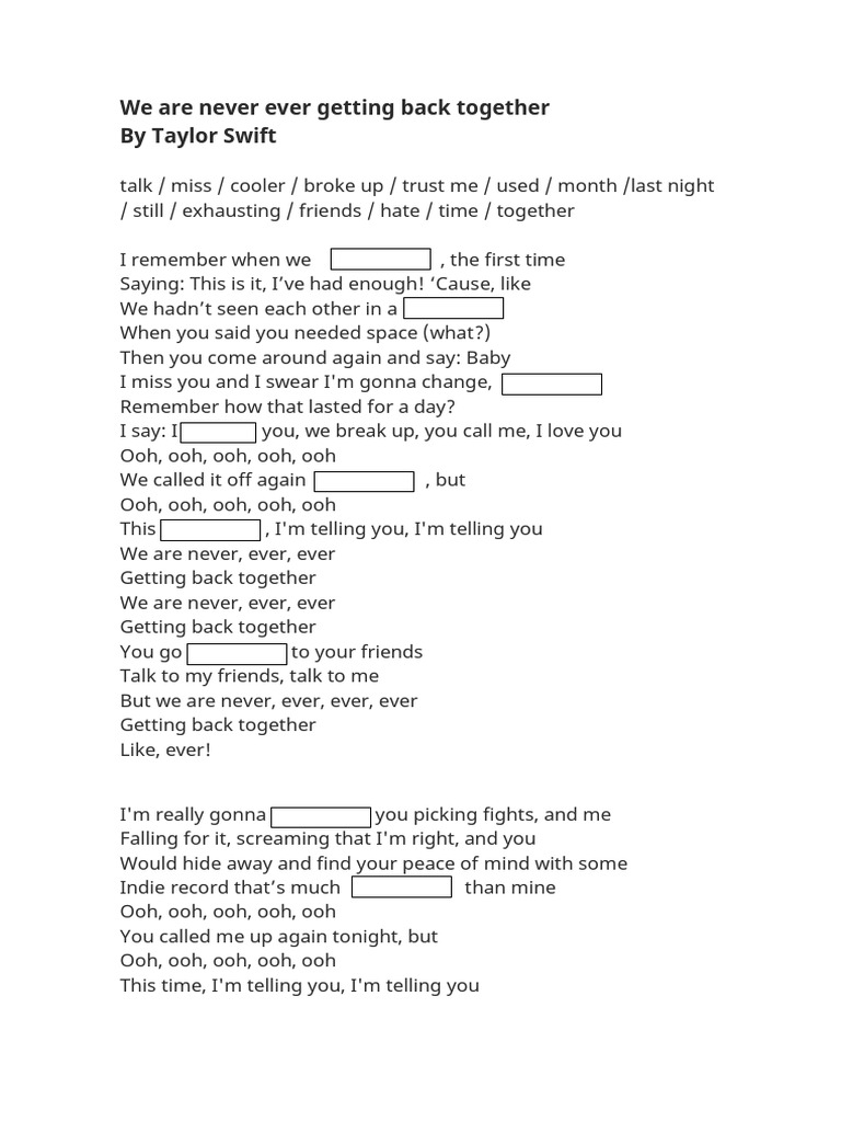 We Are Never Ever Getting Back Together PDF