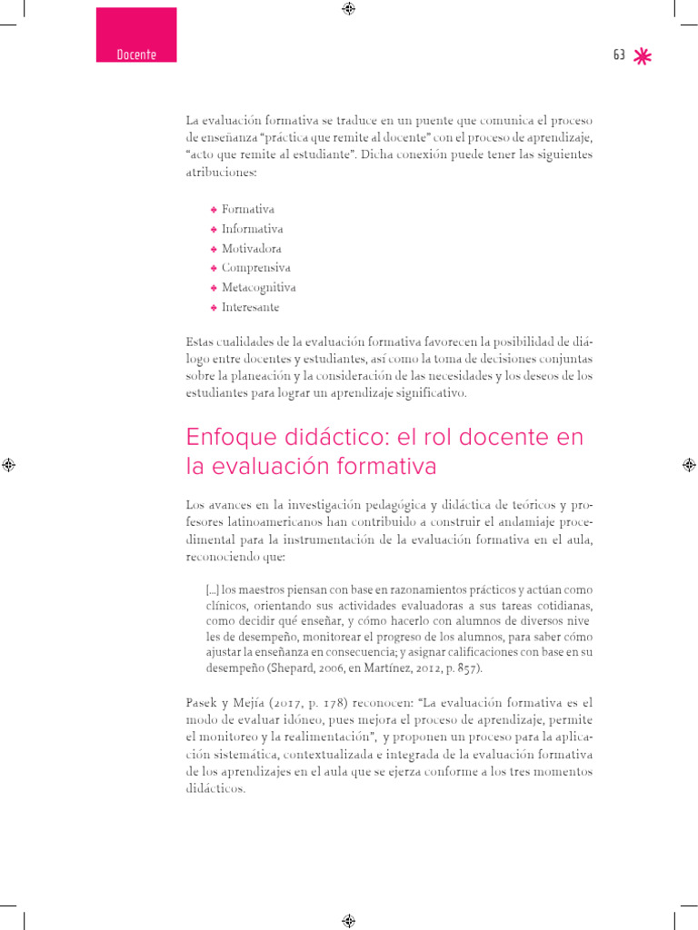El rol docente y del estudiante en la evaluación formativa | PDF ...