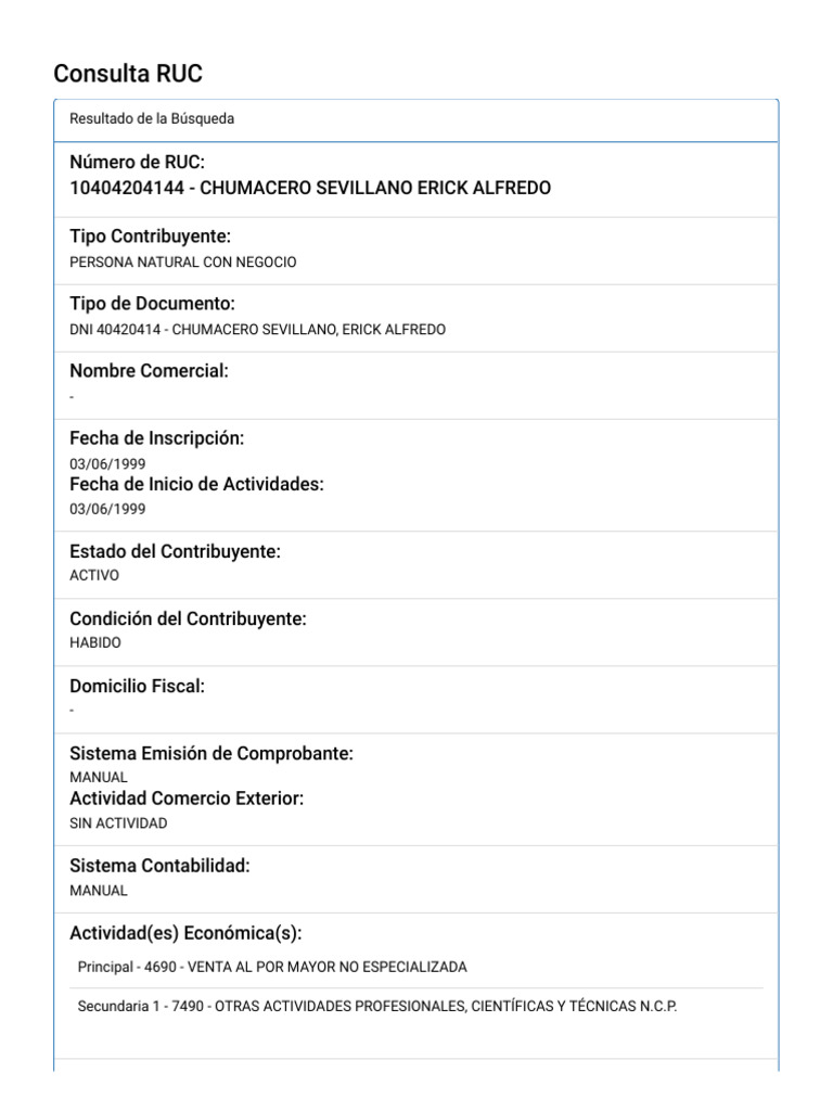 Sunat consulta ruc pdf negocios derecho