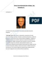 Fiorini Tipos de Intervencion Verbal Del Terapeuta