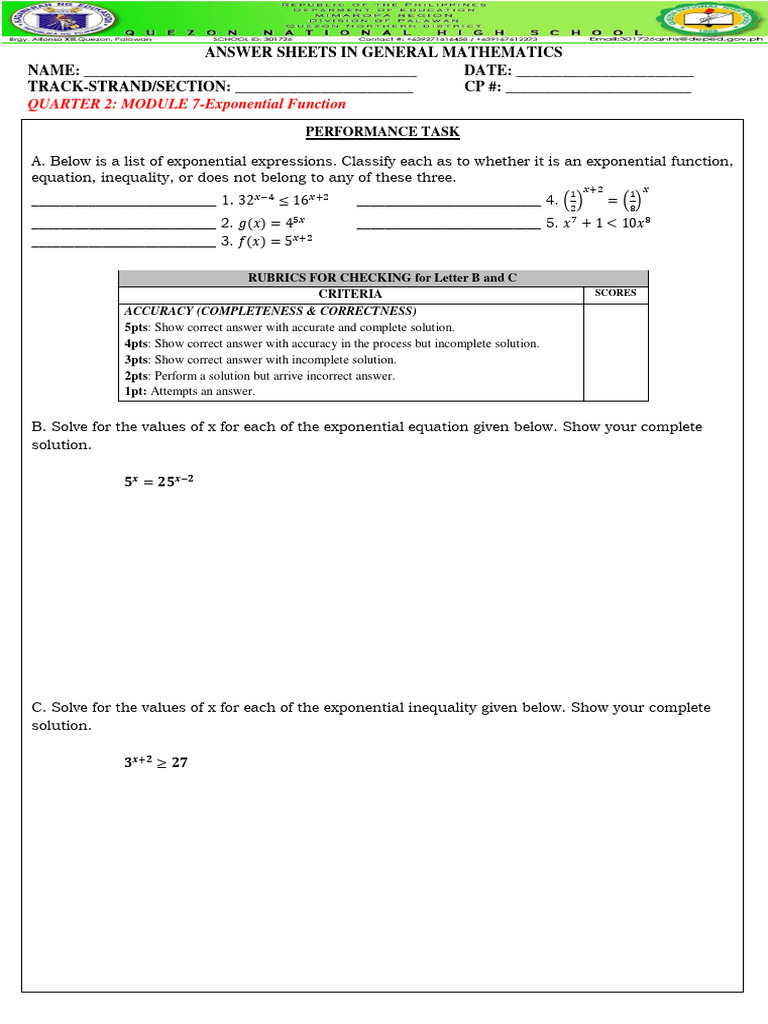 GM - Answersheet (Module 7) | Download Free PDF | Function (Mathematics ...