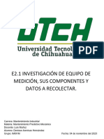 E2.1 Investigación de Equipo de Medición, Sus Componentes y Datos A Recolectar.